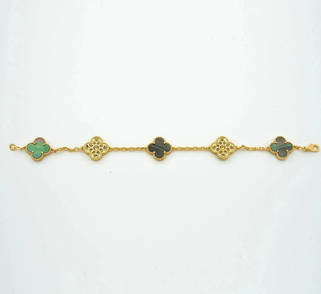 [Aura ]New CLOVER 5 MOTIF GRAY MOP BRACELET COLLECTION
