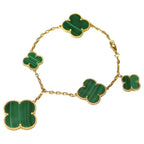 Aura MAGIC CLOVER MALACHITE GOLD BRACELET 5 MOTIFS