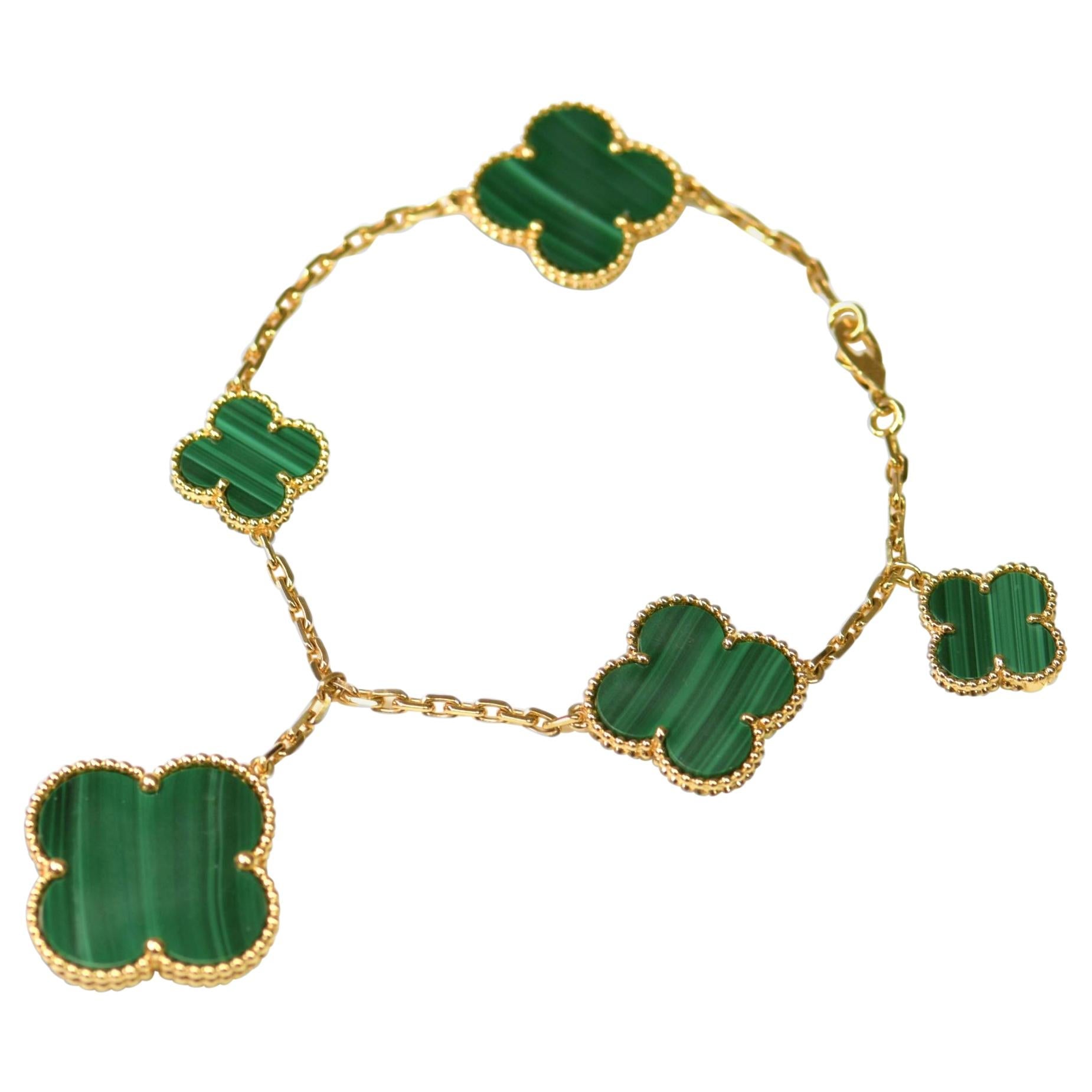 Aura MAGIC CLOVER MALACHIT GOLD ARMAND 5 MOTIVE