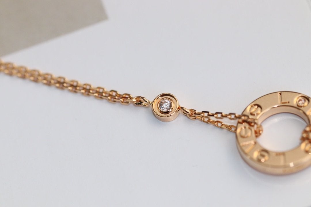 Aura LOVE NECKLACE ADJUSTABLE ROSE GOLD 2 DIAMOND