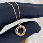 Aura TRINITY NECKLACE SILVER GOLD PINK GOLD DIAMONDS