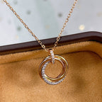Aura TRINITY NECKLACE SILVER GOLD PINK GOLD DIAMONDS