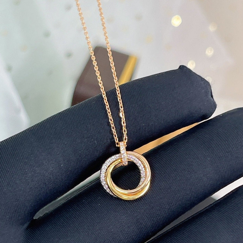 Aura TRINITY NECKLACE SILVER GOLD PINK GOLD DIAMONDS