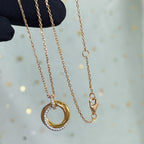 Aura TRINITY NECKLACE SILVER GOLD PINK GOLD DIAMONDS
