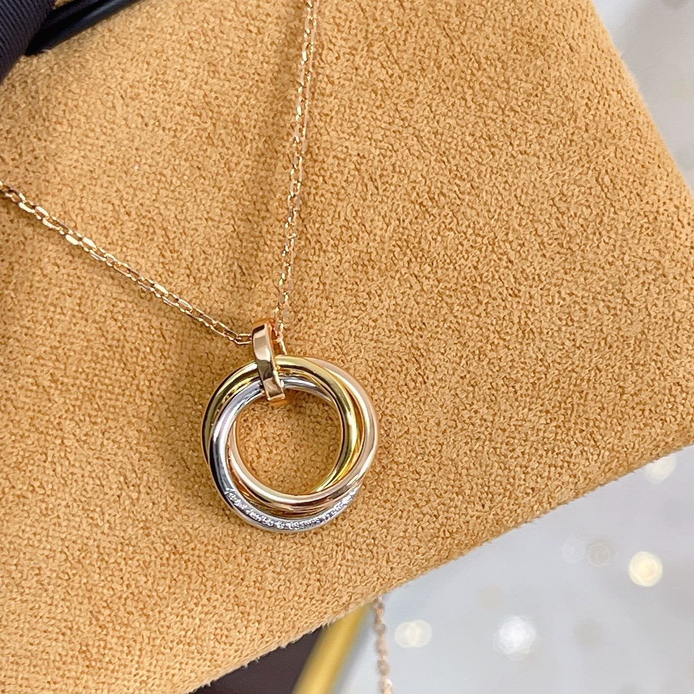 Aura TRINITY NECKLACE SILVER GOLD PINK GOLD DIAMONDS