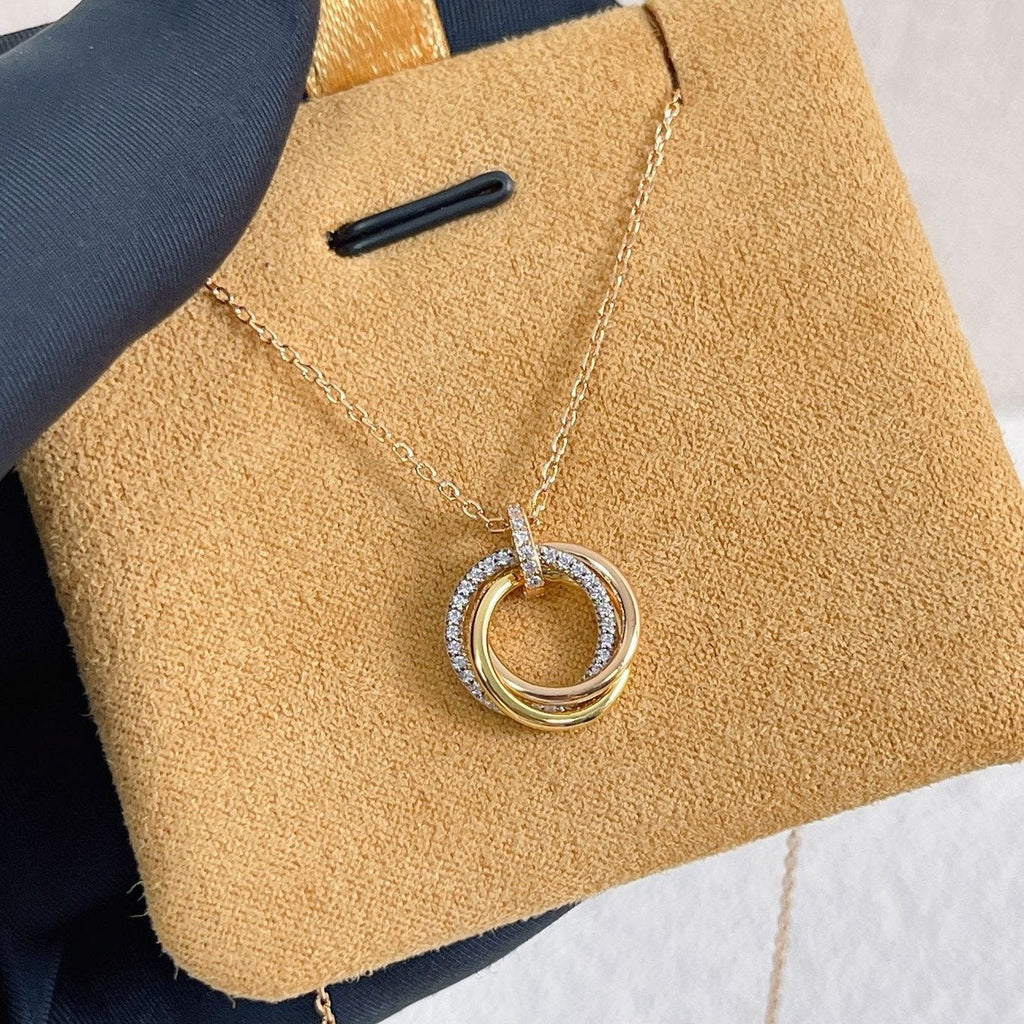 Aura TRINITY NECKLACE SILVER GOLD PINK GOLD DIAMONDS