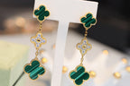 Aura CLOVER OHRRINGE GOLD MALACHIT DIAMANT 3 MOTIVE