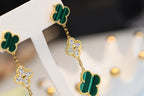 Aura CLOVER OHRRINGE GOLD MALACHIT DIAMANT 3 MOTIVE