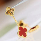 Aura CLOVER  2 MOTIF  TIGER EYE CARNELIAN EARRINGS