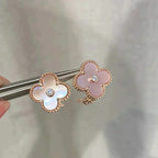 Aura CLOVER MEDIUM 1 MOTIFS  PINK MOP DIAMOND EARRINGS