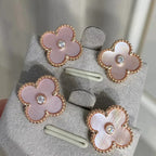 Aura CLOVER MEDIUM 1 MOTIFS  PINK MOP DIAMOND EARRINGS