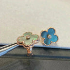Aura CLOVER MEDIUM 1 MOTIFS GRAY MOP  DIAMOND EARRINGS