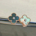 Aura CLOVER MEDIUM 1 MOTIFS GRAY MOP  DIAMOND EARRINGS