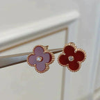 Aura CLOVER MEDIUM 1 MOTIFS CARNELIAN  DIAMOND earrings