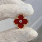Aura CLOVER MEDIUM 1 MOTIFS CARNELIAN  DIAMOND earrings
