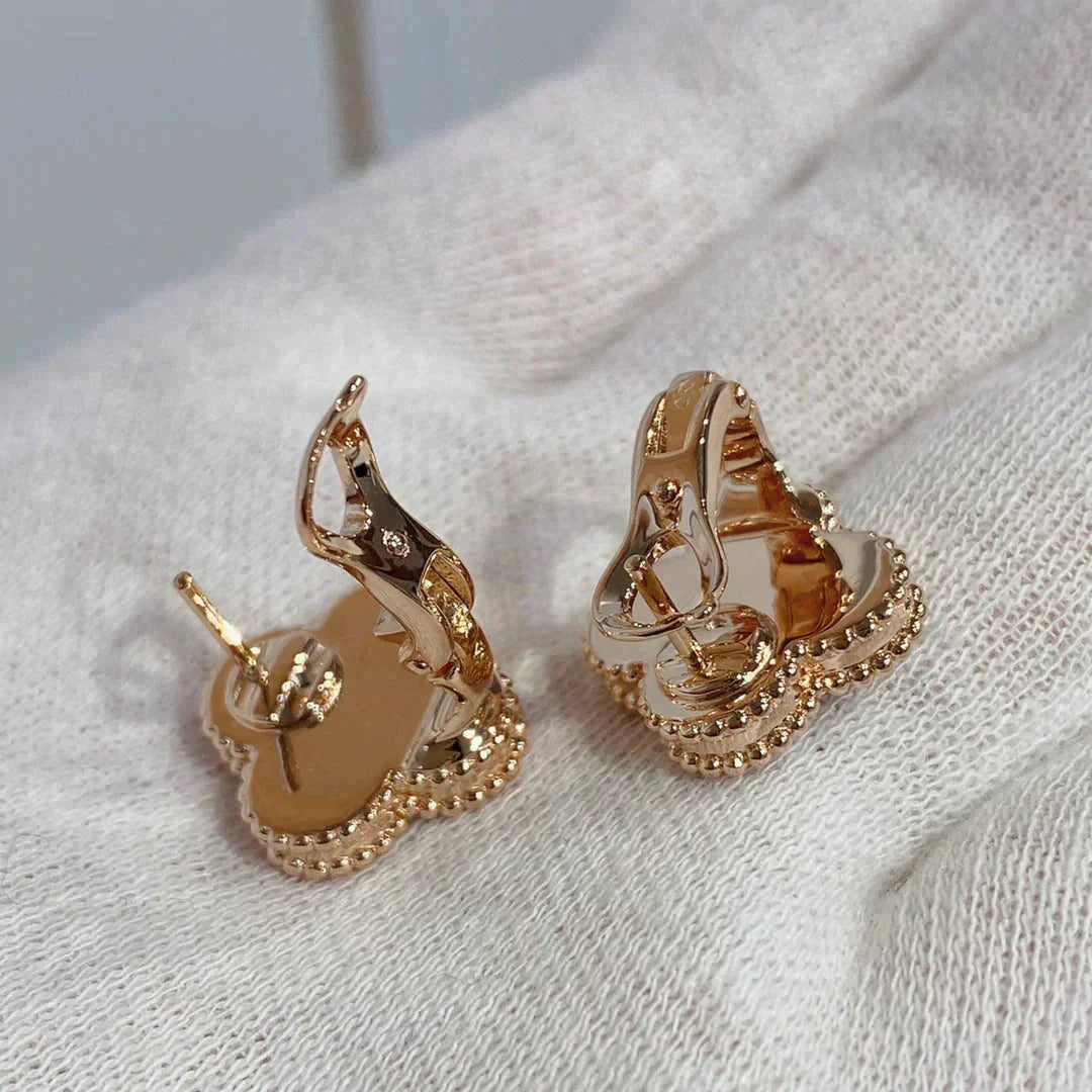 Aura CLOVER MEDIUM 1 MOTIFS CARNELIAN  DIAMOND earrings