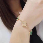 [Aura ]New  CLOVER 5 MOTIF MALACHITE BRACELET COLLECTION