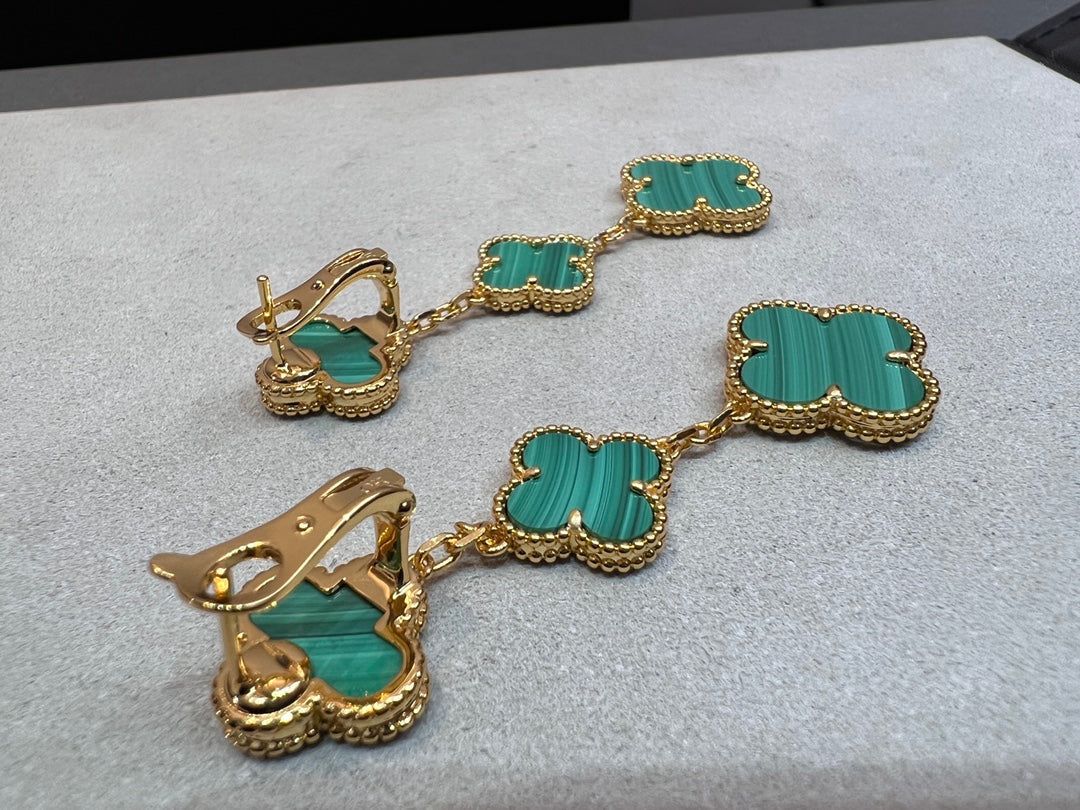 Aura CLOVER MALACHITE 3 MOTIFS GOLD