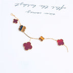 Aura CLOVER BRACELET 5 MOTIFS CARNELIAN TIGER EYE