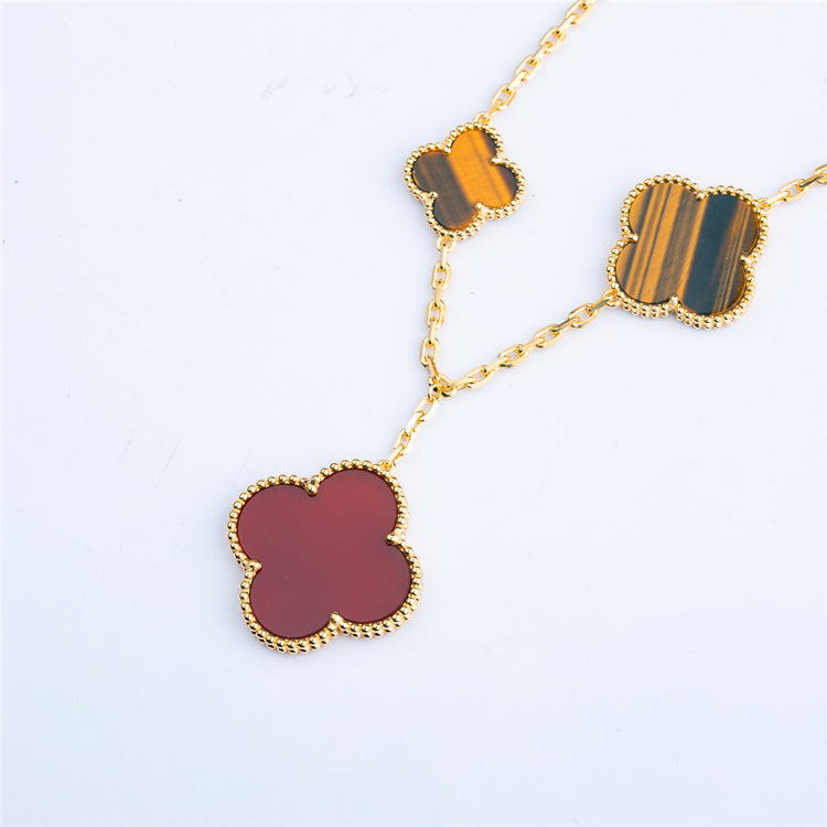 Aura CLOVER BRACELET 5 MOTIVE KARNEOL TIGERAUGE