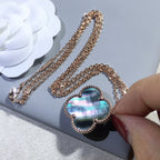 Aura CLOVER 25MM GOLD DARK MOP BIG CLOVER NECKLACE