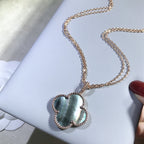 Aura CLOVER 25MM GOLD DARK MOP BIG CLOVER NECKLACE