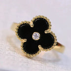 Aura CLOVER ONYX RING GOLD DIAMANT