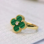 Aura CLOVER MALACHITE RING GOLD DIAMOND