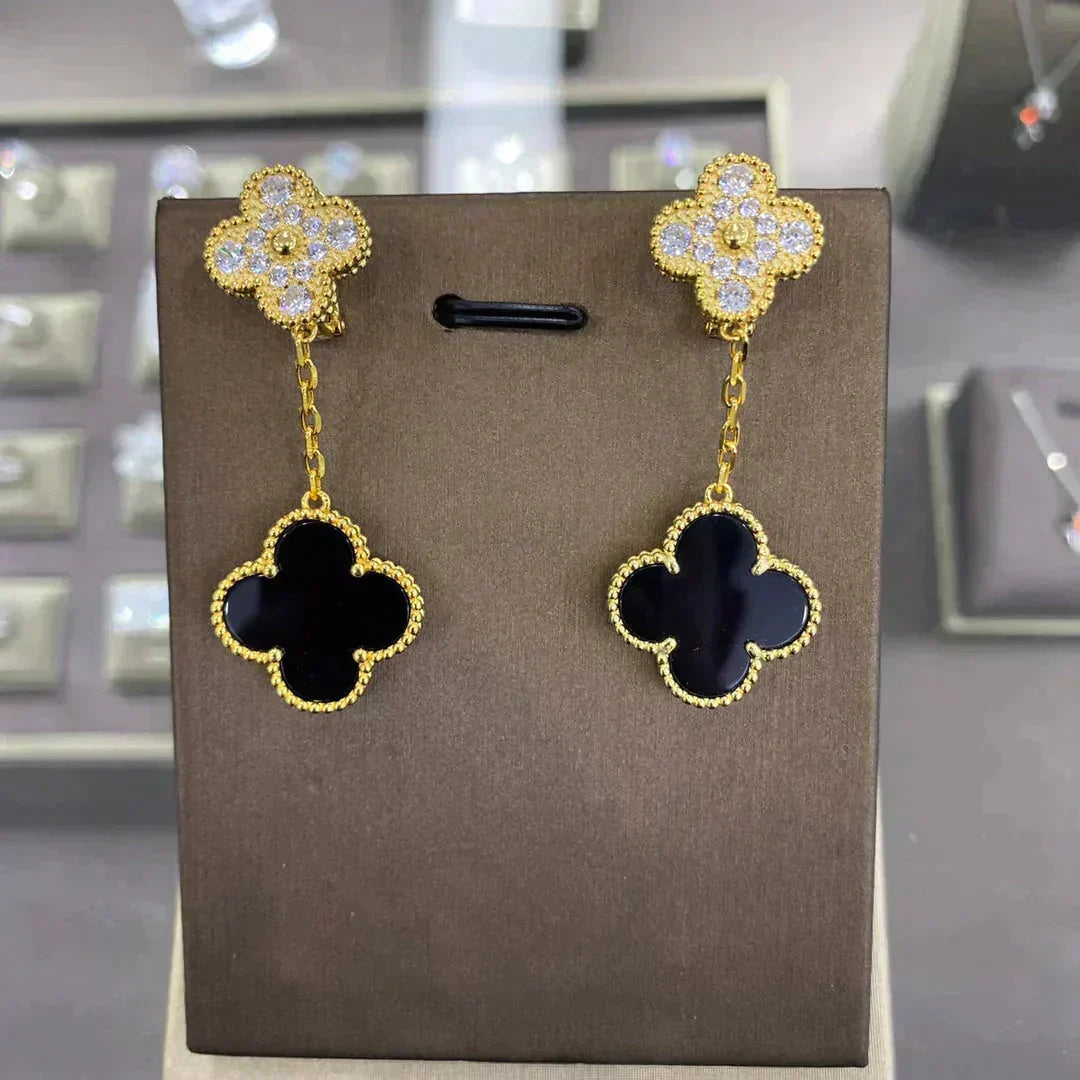 Aura CLOVER  2 MOTIFS  DIAMOND  EARRINGS (MULTIPLE CHOICESç´