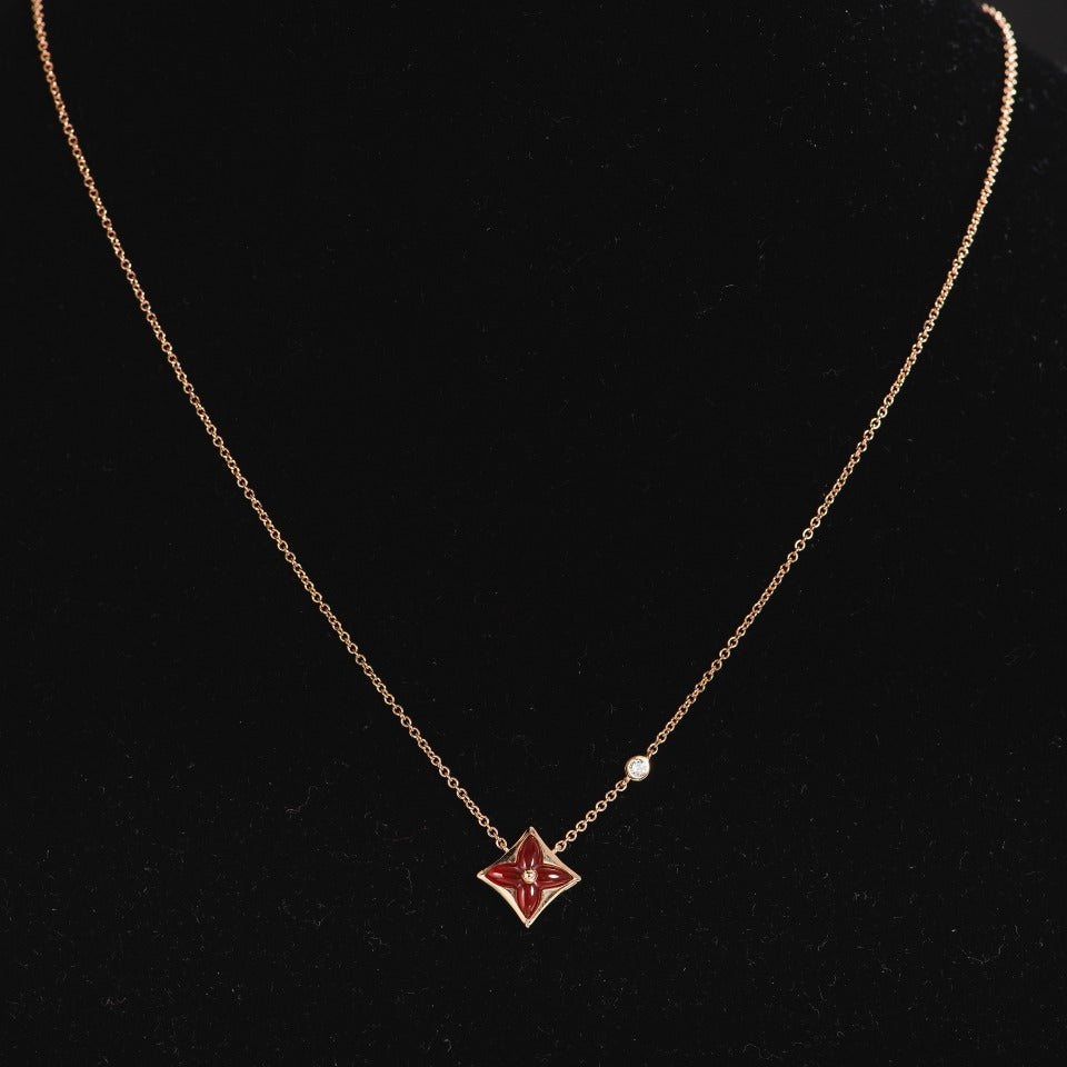 Aura STAR NECKLACE PINK GOLD 1 DIAMOND