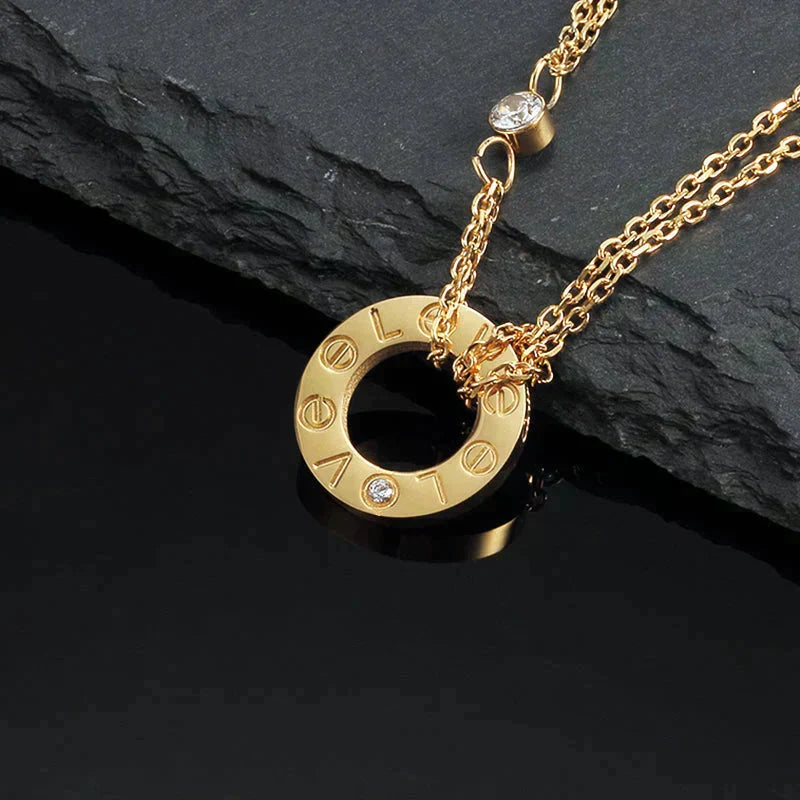 Aura LOVE NECKLACE 16MM 2 DIAMONDS