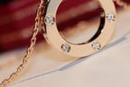 Aura LOVE NECKLACE 16MM 6 DIAMONDS PINK GOLD