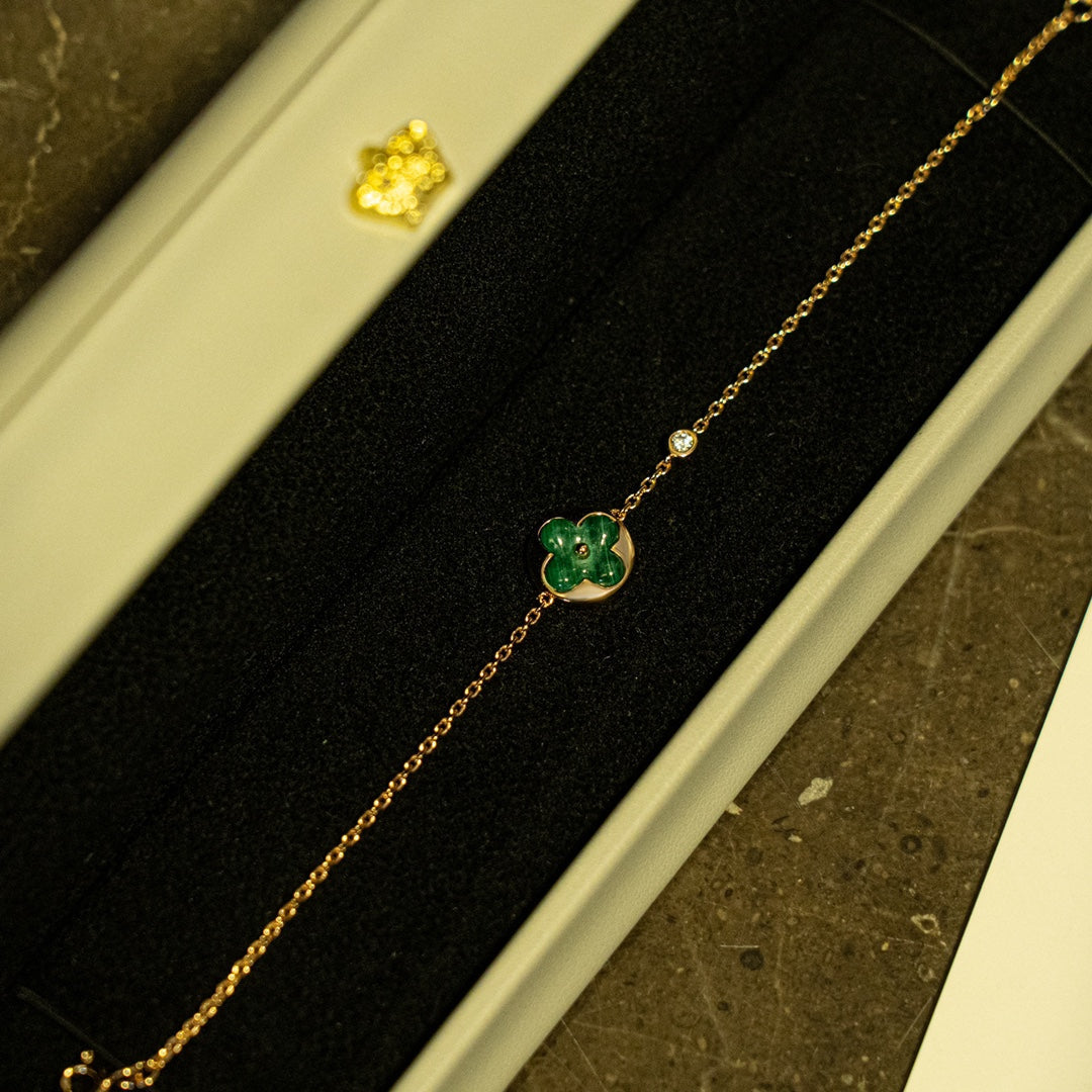 Aura SUN MALACHITE 1 DIAMOND PINK GOLD BRACELET