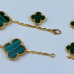 Aura MAGIC CLOVER MALACHITE GOLD BRACELET 5 MOTIFS