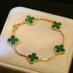 [Aura ]New  CLOVER 5 MOTIF MALACHITE BRACELET COLLECTION