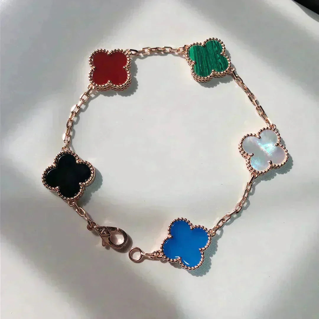 [Aura ]New CLOVER 5 MOTIFS MULTICOLOR BRACELET