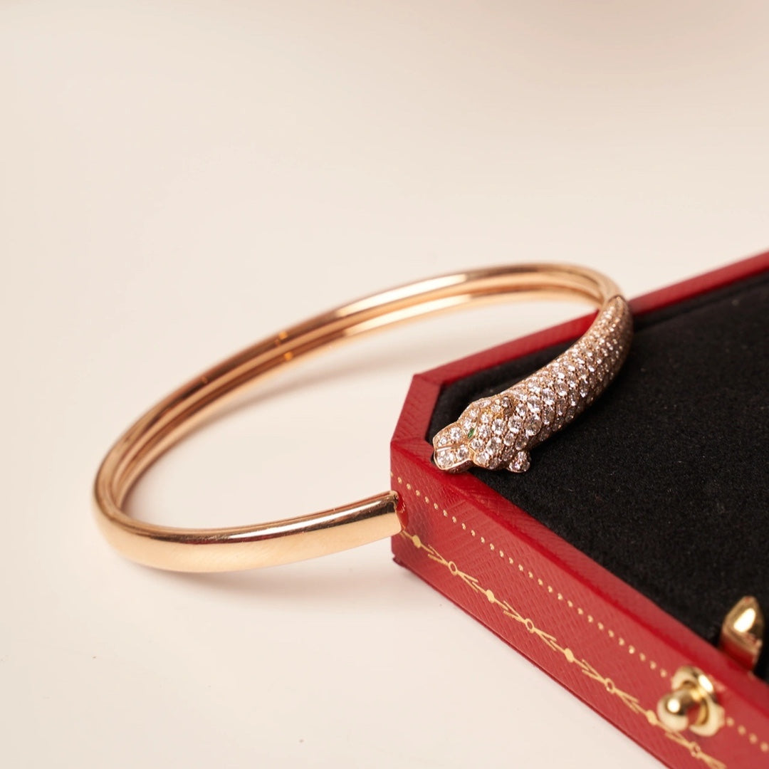 Aura PANTHERE ROSE GOLD DIAMOND OPEN BRACELET
