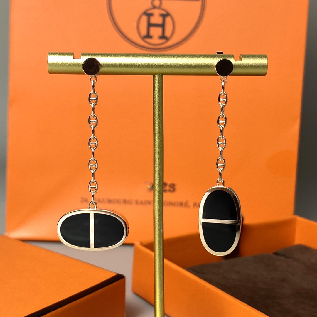 Aura CHAINE VERSO BLACK CERAMIC EARRINGS