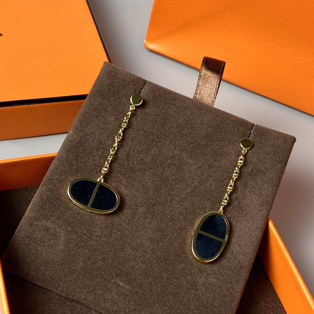 Aura CHAINE VERSO BLACK CERAMIC EARRINGS