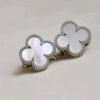 Aura CLOVER MEDIUM 1 MOTIFS  WHITE MOP EARRINGS SILVER