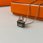 Aura CONSTANCE BLACK PEDANT PINK GOLD NECKLACE