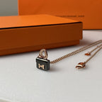 Aura CONSTANCE BLACK PEDANT PINK GOLD NECKLACE