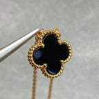 Aura CLOVER 15MM SCHWARZER ONYX EINZELBLUMEN-HALSKEtte