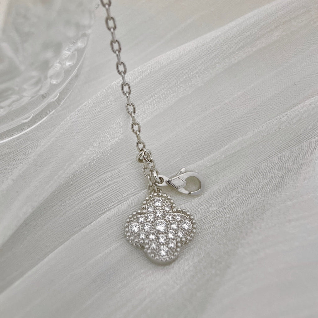 Aura CLOVER 5 MOTIFS SILVER DIAMONDS NECKLACE