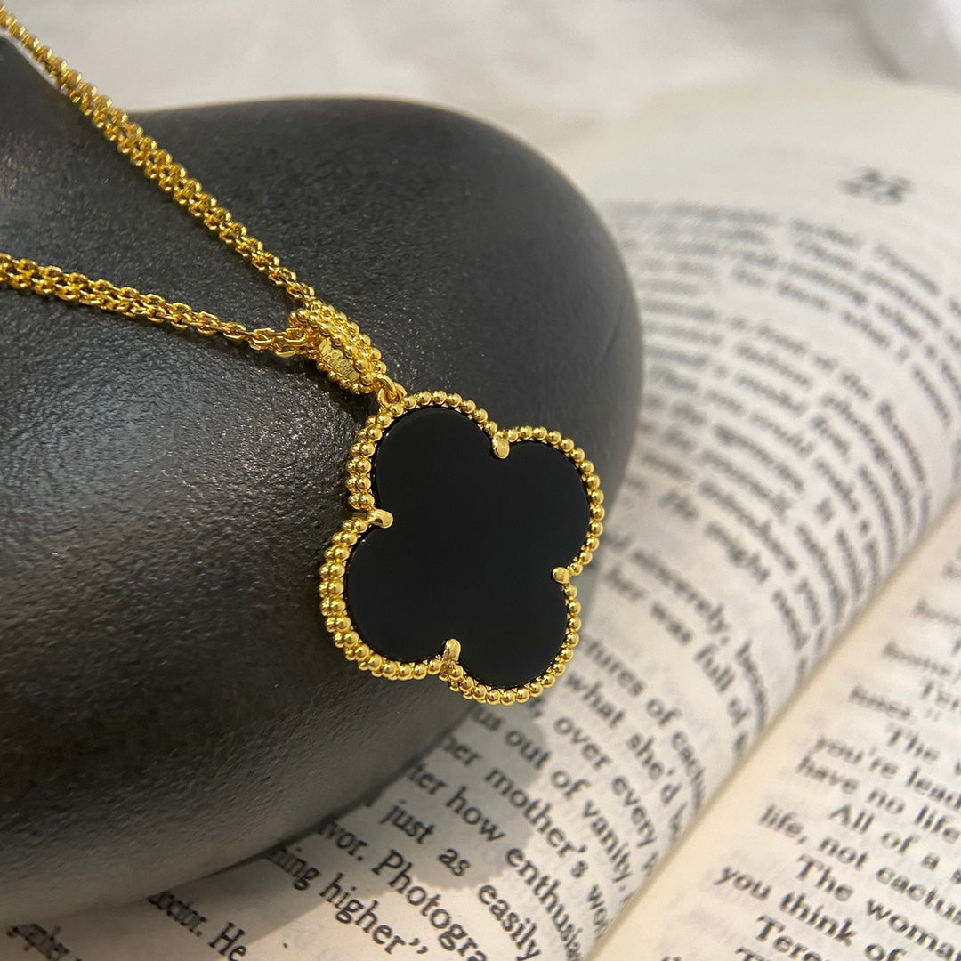 Aura CLOVER 25MM HALSKETTE GOLD ONYX