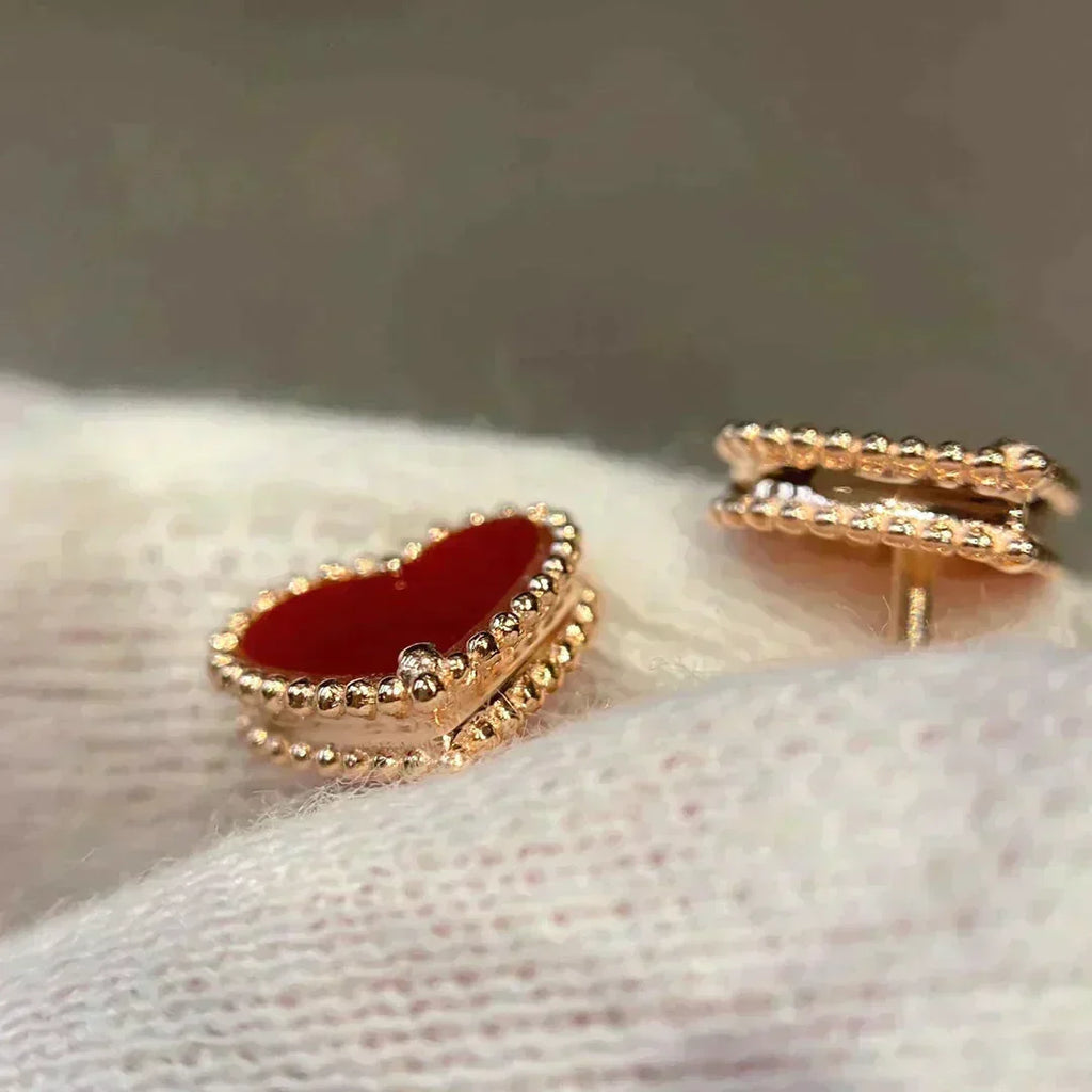 Aura HEART CARNELIAN STUD EARRINGS