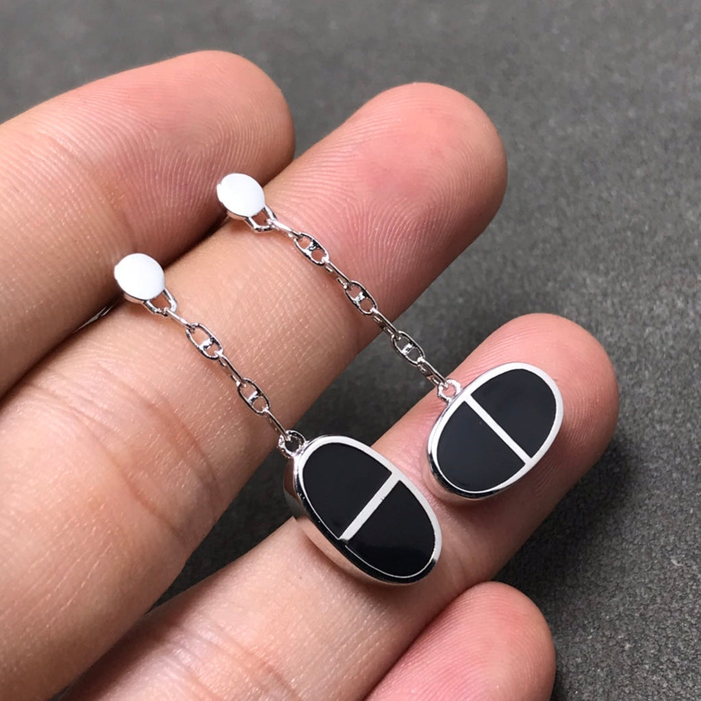 Aura KETTE VERSO SCHWARZE KERAMIK SILBER OHRRINGE