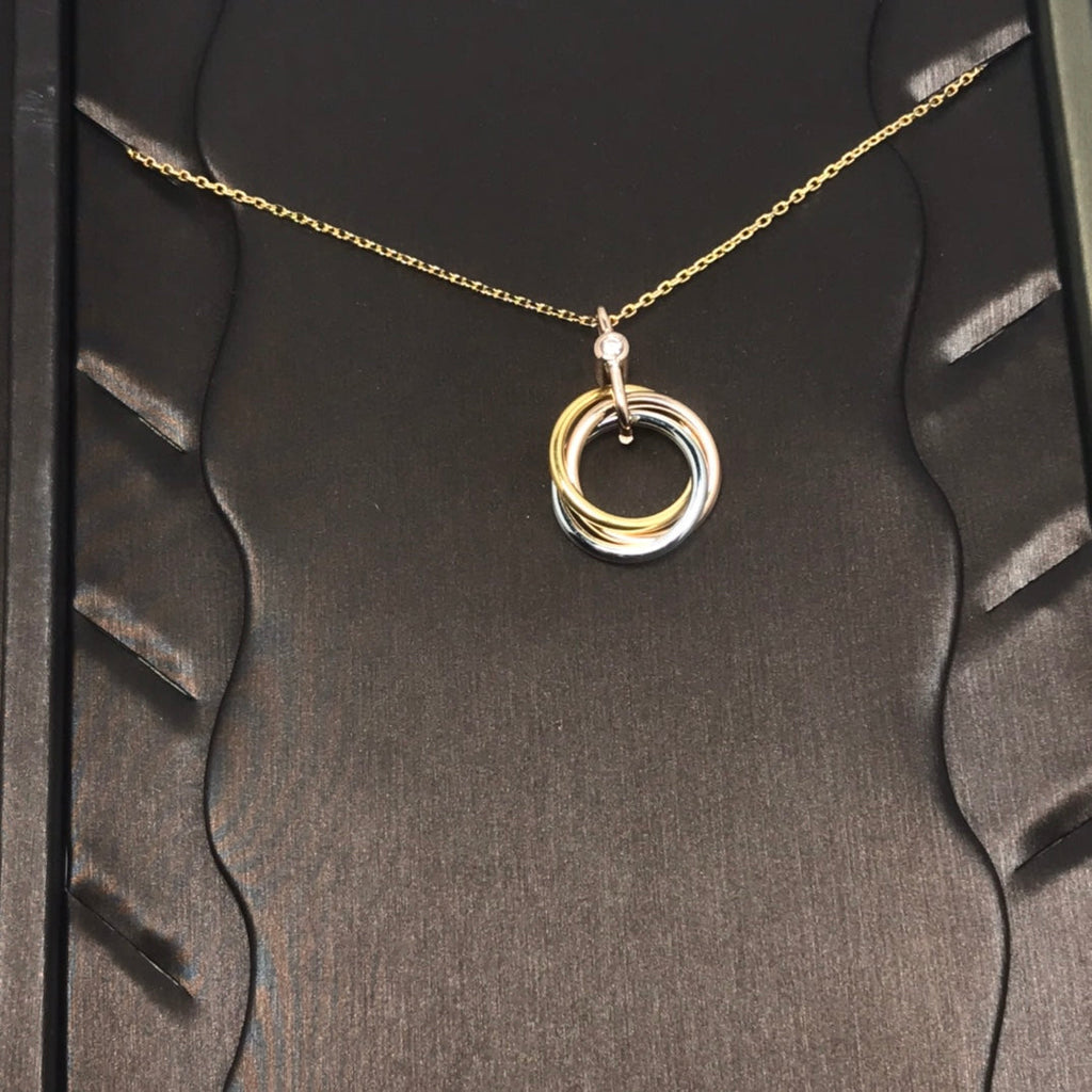 Aura TRINITY SILVER GOLD PINK GOLD NECKLACE