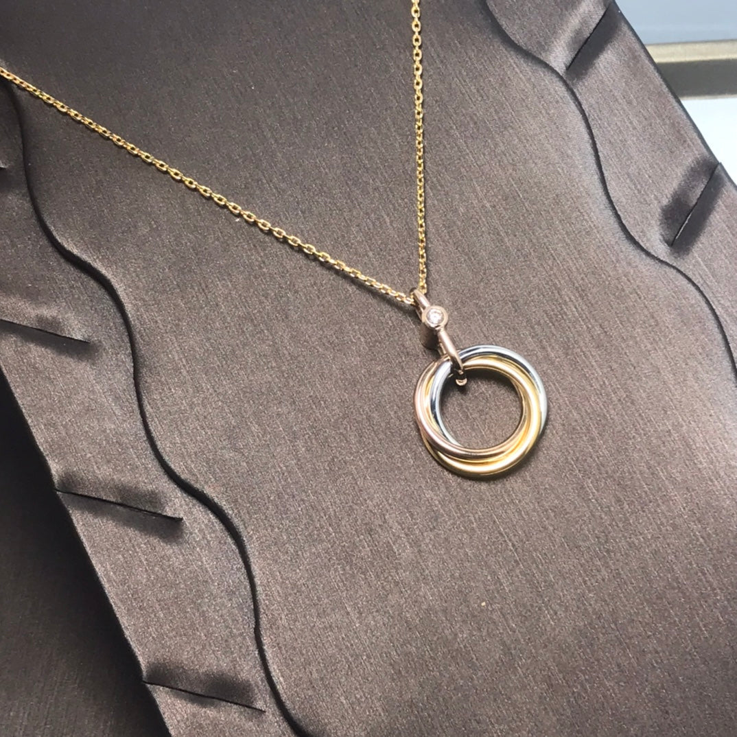 Aura TRINITY SILVER GOLD PINK GOLD NECKLACE