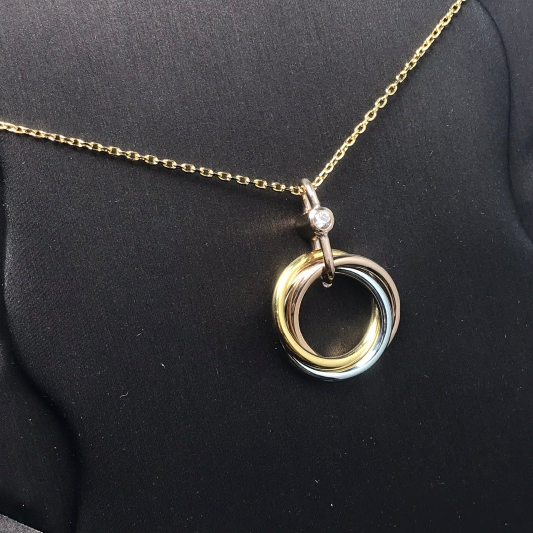Aura TRINITY SILVER GOLD PINK GOLD NECKLACE